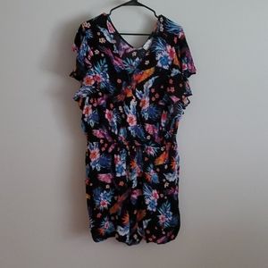 Black romper with multi-colored flowers size 2x